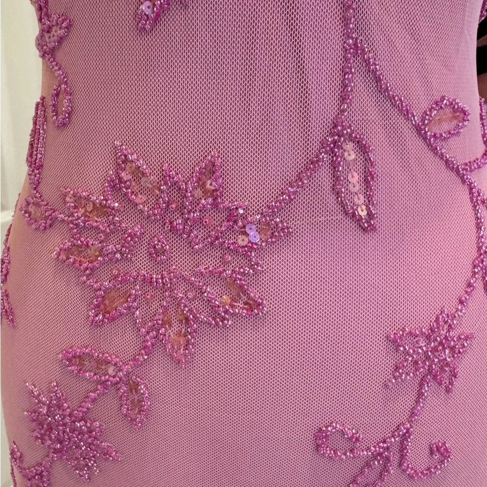 Elegant dusty Pink hand, beaded, designer Evening Gown can be worn‎ two ways